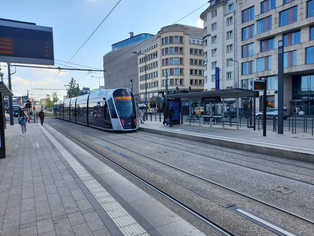 Tram stop outside Gare Centrale