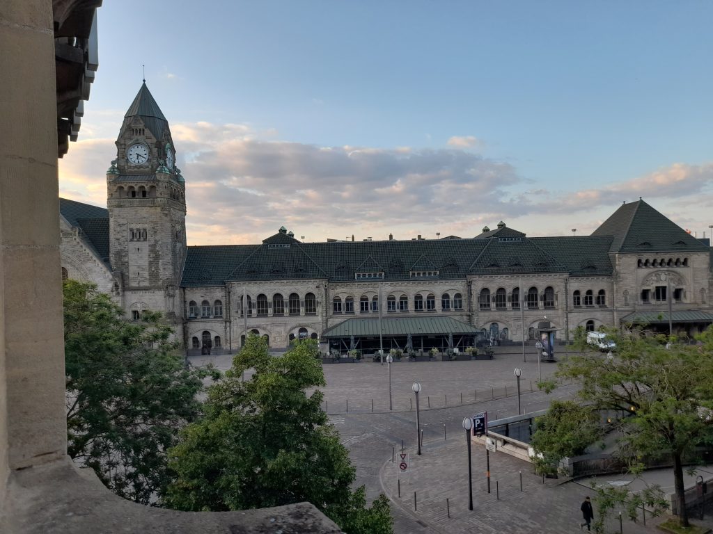 View of Metz station building from my hotel room